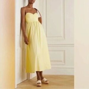 Reformation Dovie Organic Cotton-Blend Poplin Midi Dress Pale Yellow XS